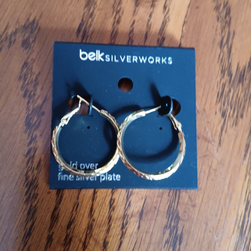 *Price Drop* New belk SILVERWORKS Patterned Hoop Earrings
